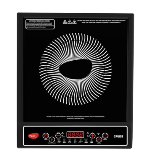 Pigeon by Stovekraft Cruise 1800 watt Induction Cooktop With Crystal Glass,7 Segments LED Display, Auto Switch Off - Black